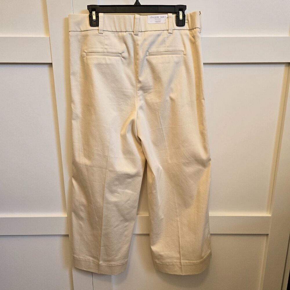 Chico's Cotton Blend Wide Leg Crops, Size 1 (US 8R), Natural Cream, NWOT - Picture 9 of 9